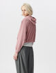 Sweat à capuche rose coton bio oversize molleton Femme-3