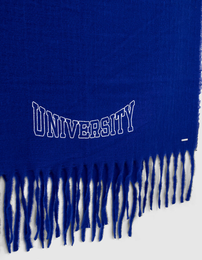 Girls’ electric blue wool fabric scarf, contrasting print  - IKKS
