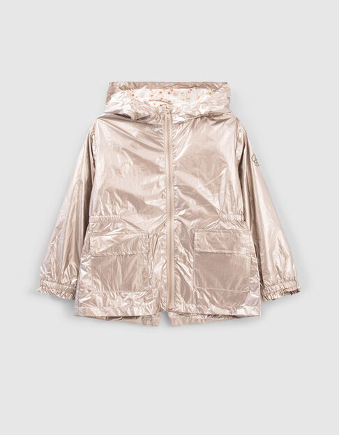 Girls' gold nylon hooded windcheater