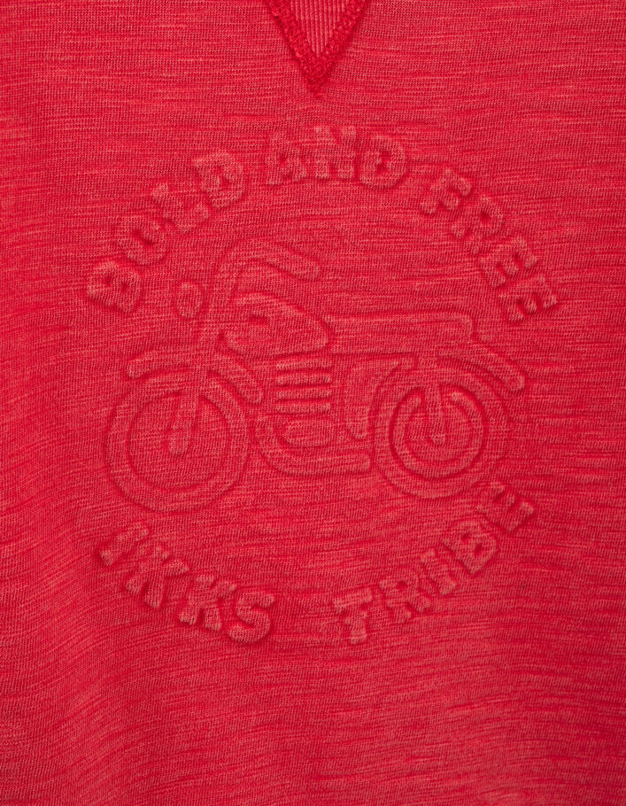 Boys’ red sweatshirt with motorbike embossed slogans - IKKS