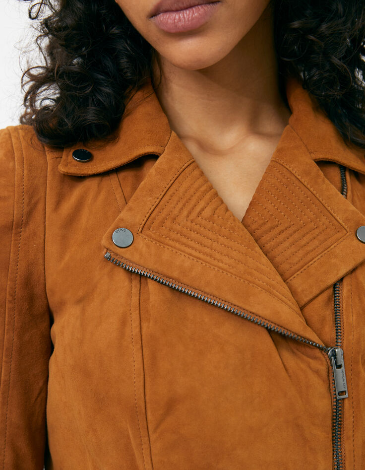 Women’s brown leather jacket with pagoda shoulders-5