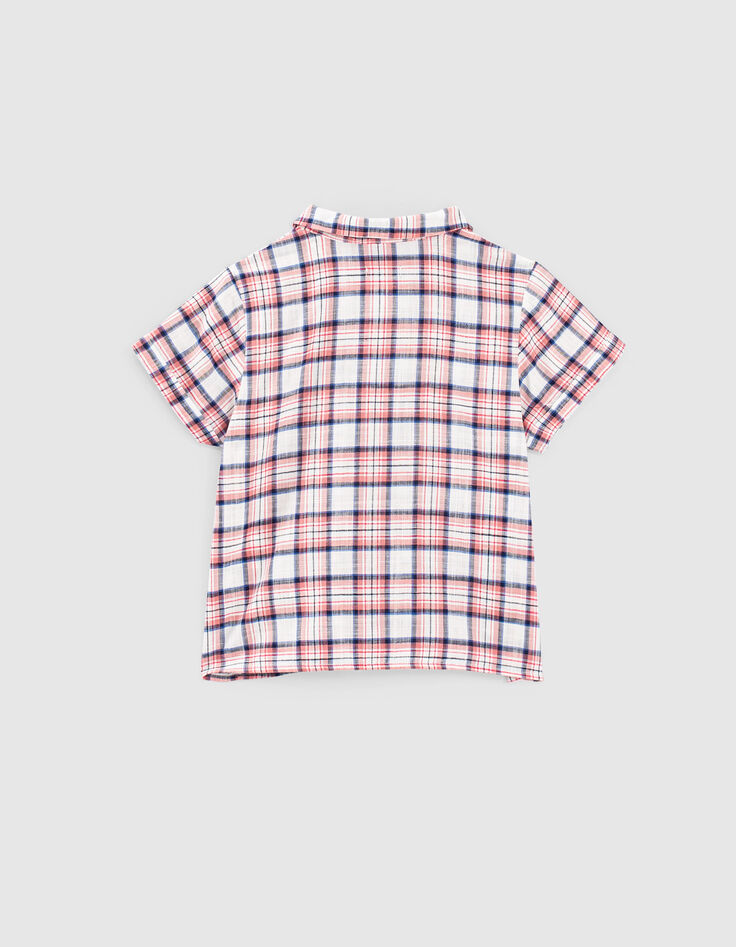 Wei&szlig;e M&auml;dchenbluse zum Binden mit rosa Karos -4
