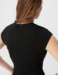 Robe noire fendue maille Milano Femme-4