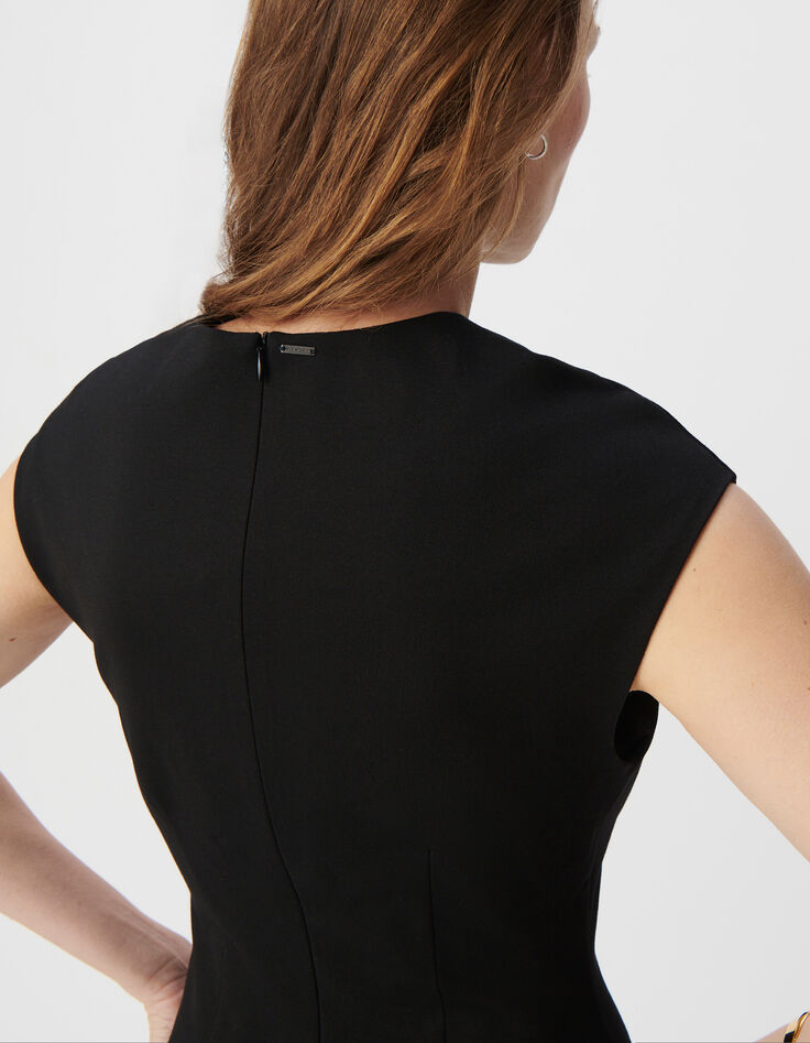 Robe noire fendue maille Milano Femme-4