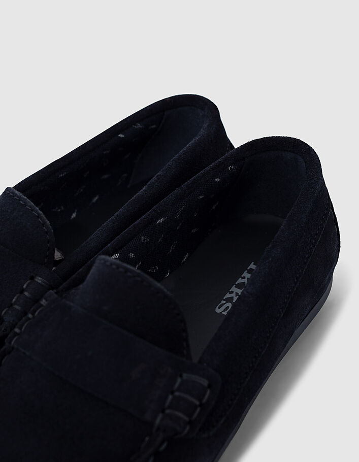 Mocassins navy en cuir velours garçon -5