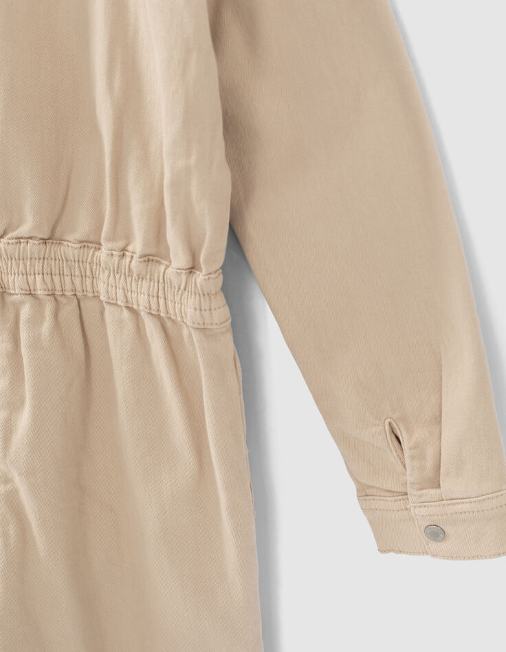 Girls&rsquo; light beige zipped jumpsuit-6