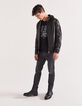 Men’s dark brown leather jacket with detachable facing-6