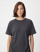 Robe t-shirt gris anthracite Femme-4