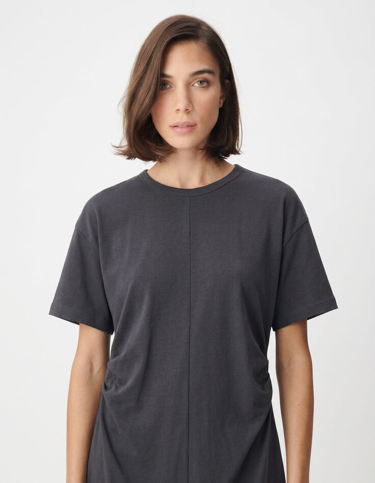Robe t-shirt gris anthracite Femme-4