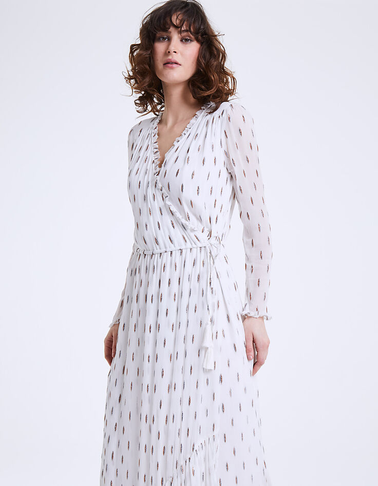 Metallic thread ruffled fitted long dress-2