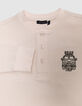 Boys’ white waffle T-shirt with embroidery front and back-2