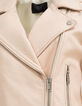 Blouson nude en cuir d'agneau détails zips femme-4