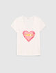 Gebroken wit T-shirt met hart- en tekstopdruk Dames-8