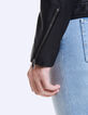 Blouson en cuir noir à capuche Homme-6
