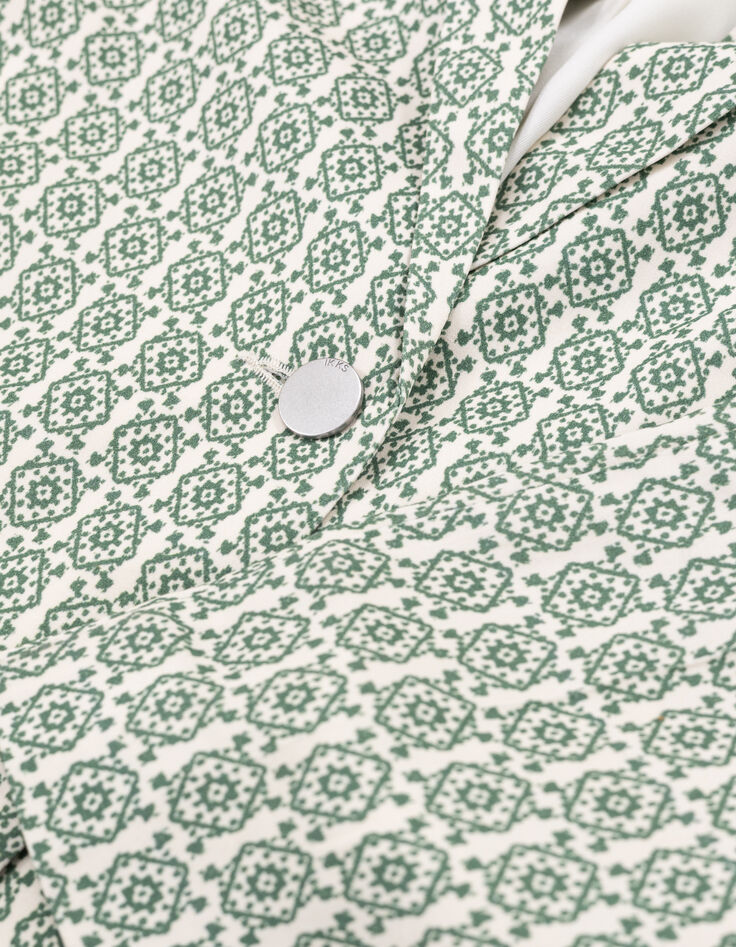 Veste de costume verte imprim&eacute; ethnique Femme-2