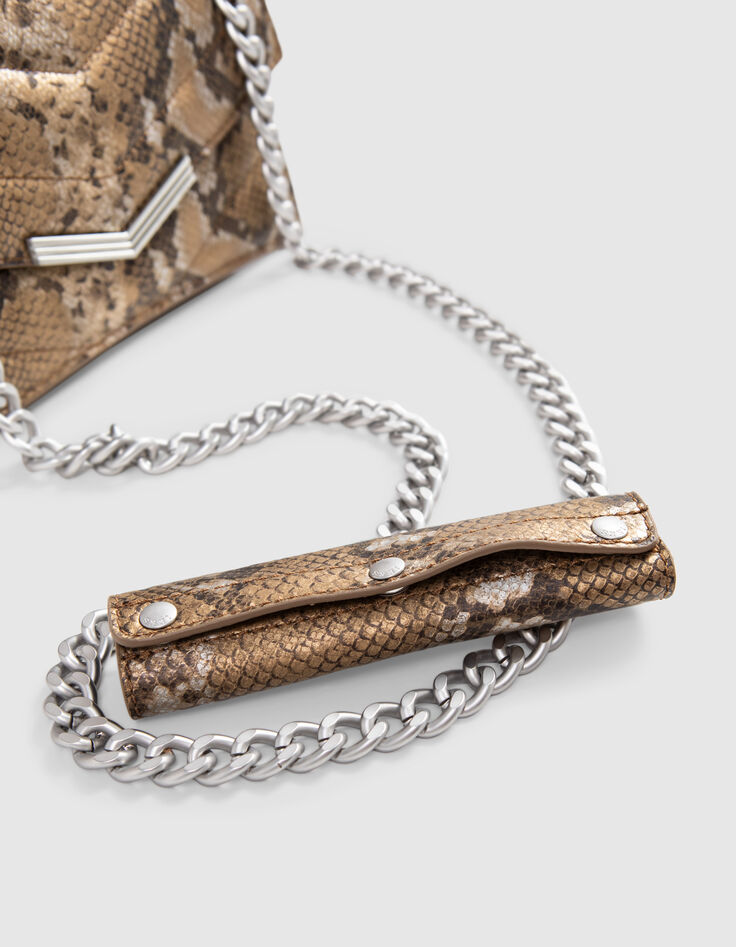 Damen-Tasche THE 1. SEASONALS Gold Leder gesteppt Python S-6