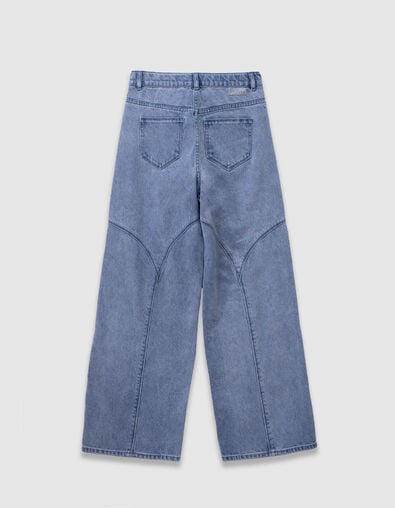 Large blue jeans with pink overdyed cut-outs for girl - IKKS