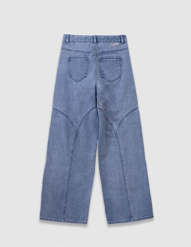 Large blue jeans with pink overdyed cut-outs for girl-1