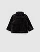 Cardigan noir esprit motard en velours bébé fille-2