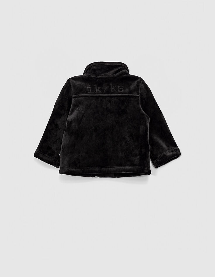 Cardigan noir esprit motard en velours bébé fille-2