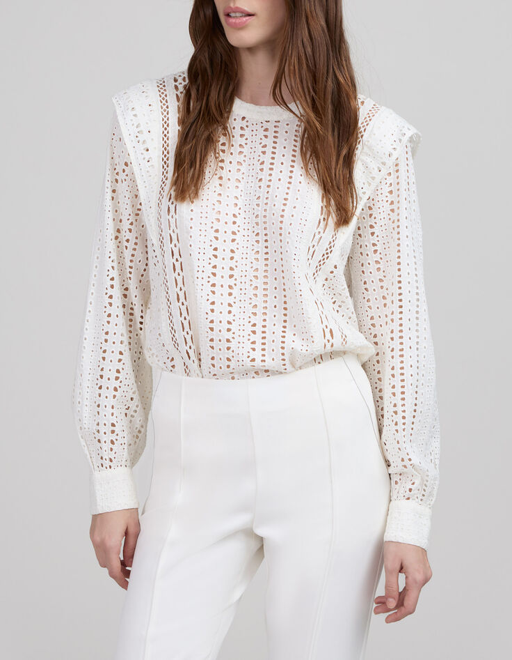 Blouse blanc cassé en guipure Femme-2