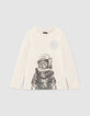 Boys&rsquo; ecru astronaut-leopard image organic cotton T-shirt-1