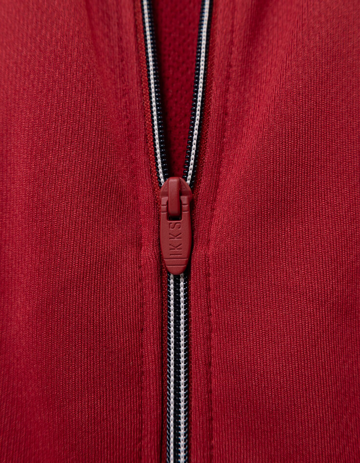 Cardigan zippé rouge rayures marine garçon-5