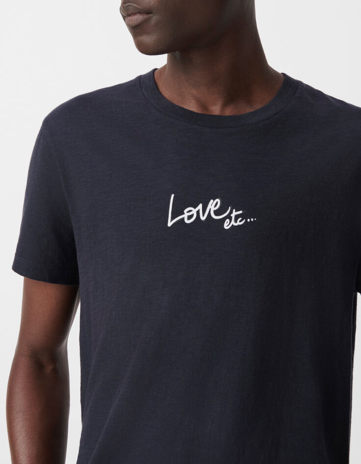 T-shirt marine coton bio message d'amour Homme-4