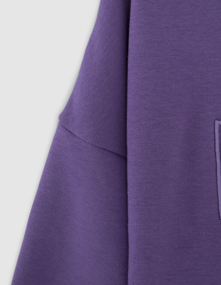 Robe-sweat violet à col polo broderies College fille-6