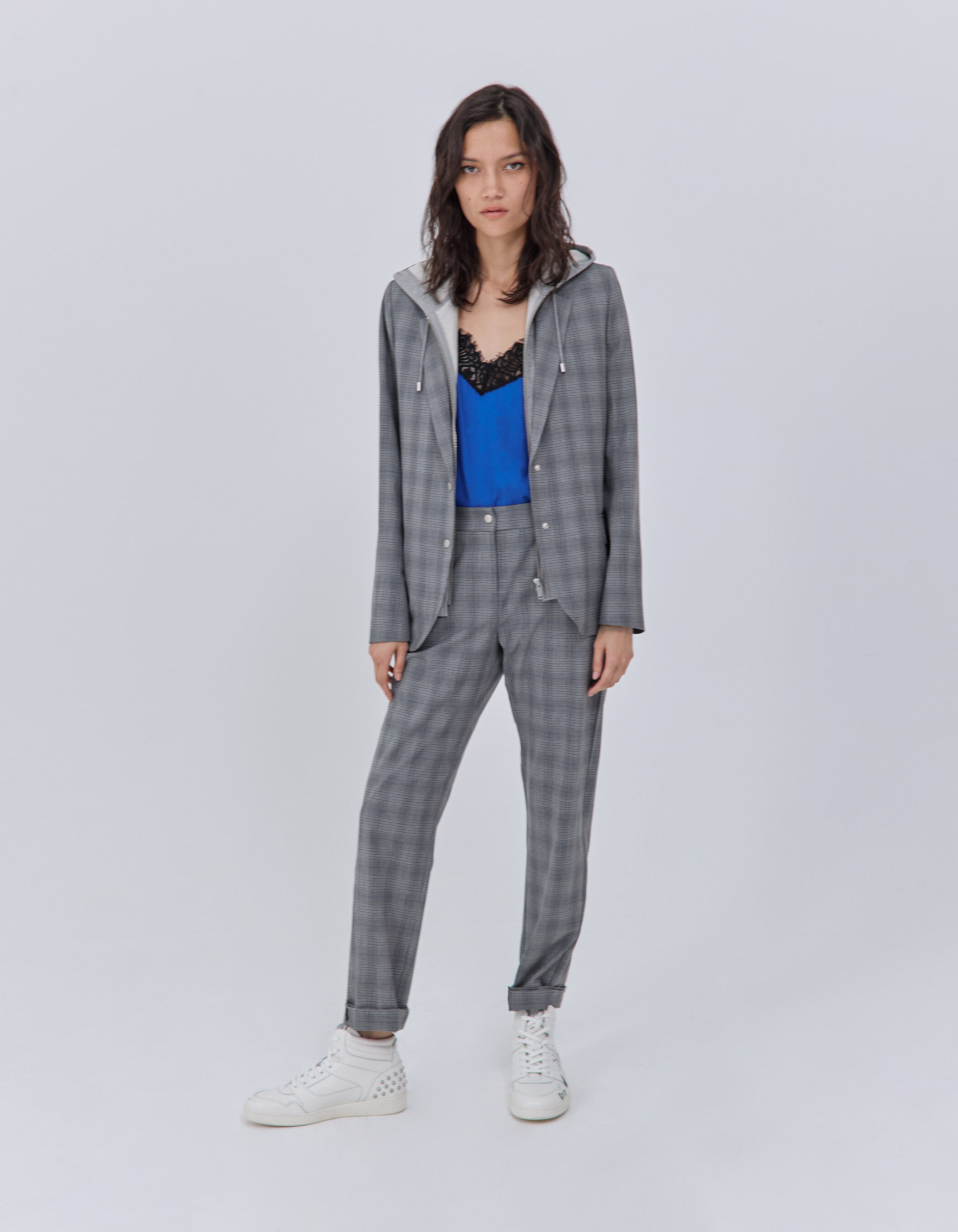 Manteau gris carreaux femme deals