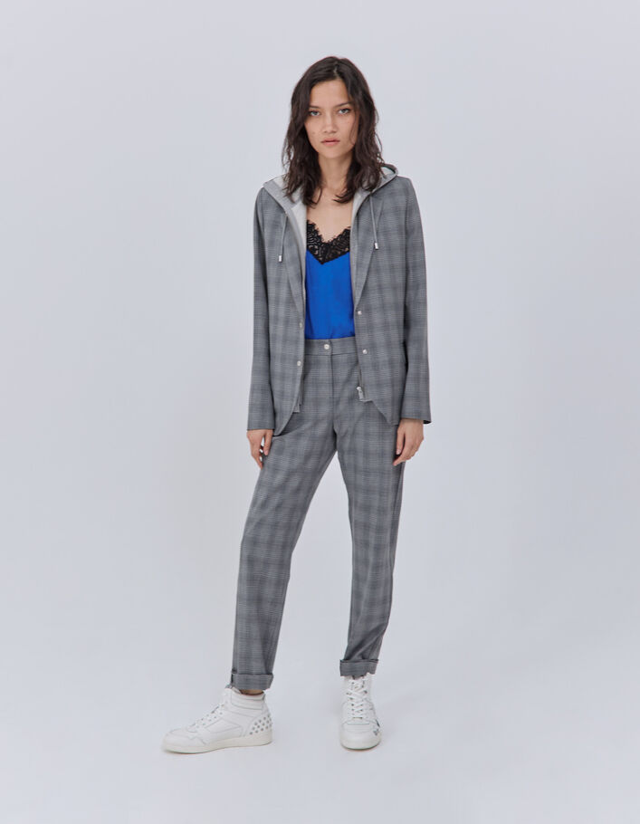 Women’s checked suit jacket with hooded facing-6