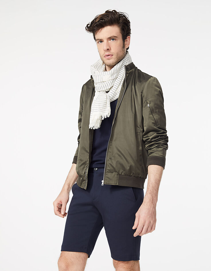 Bermuda chino SLIM marine maille Interlock Homme-2