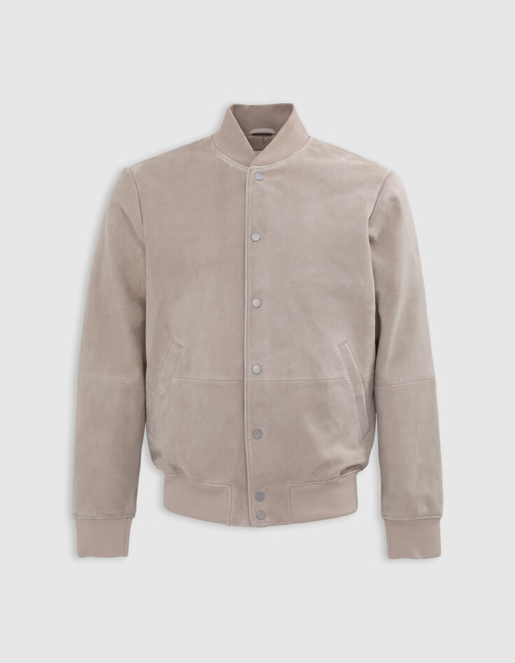 Beige bomber in su&egrave;deleer Heren-6