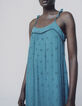 Vestido esmeralda tirantes bordados mujer-6