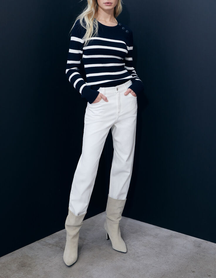 Women’s navy knit sweater with anchor buttons-8