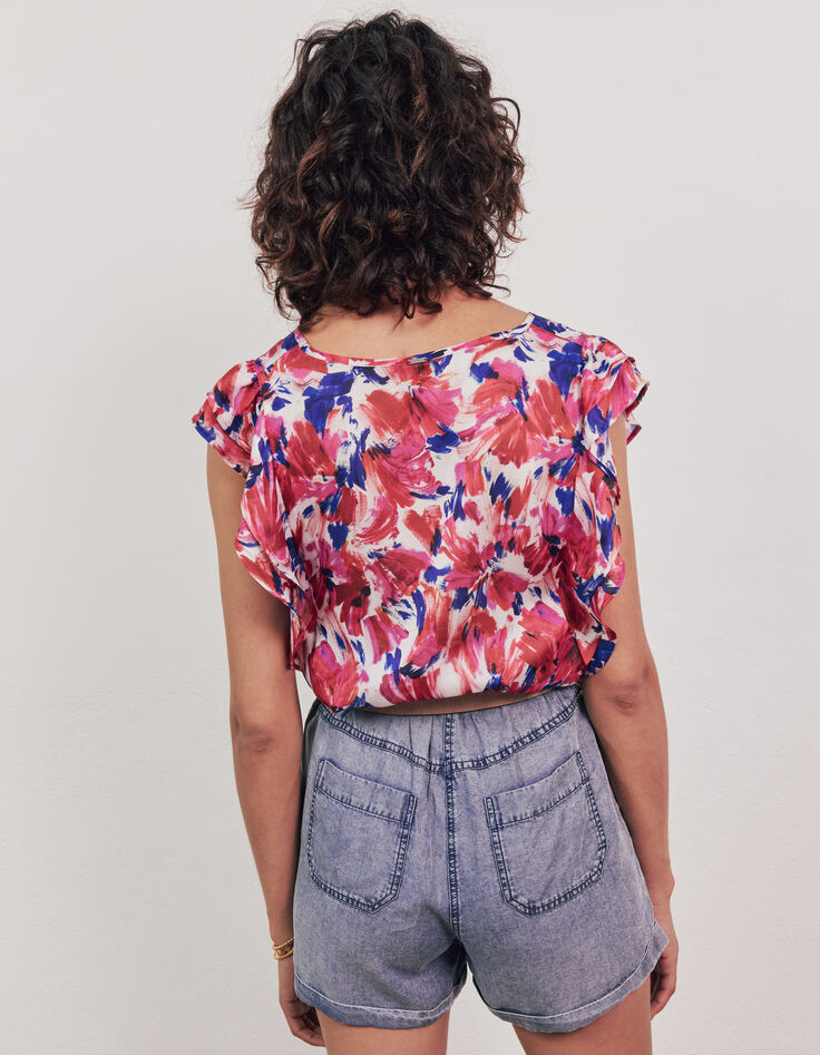 Women’s flash floral print recycled loose top-3