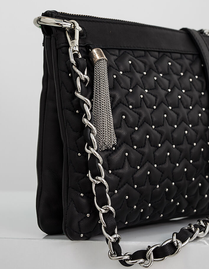Women's black leather double clutch bag - IKKS