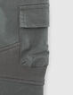 Baby boys’ khaki mixed fabric CARGO trousers-4