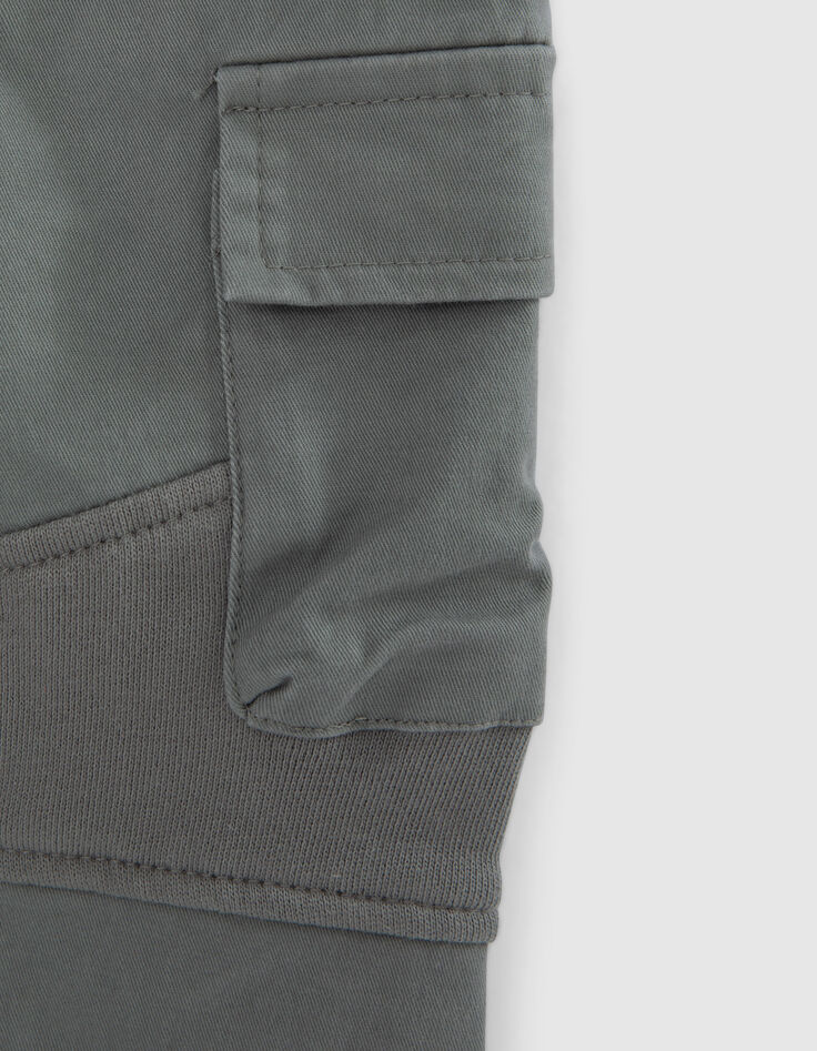Baby boys’ khaki mixed fabric CARGO trousers-4