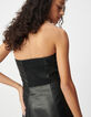 Vestido bustier cuero negro Mujer-5