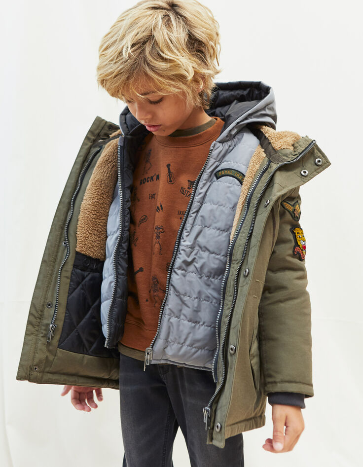 Parka fourrée 3 en 1, doudoune reversible garçon-1