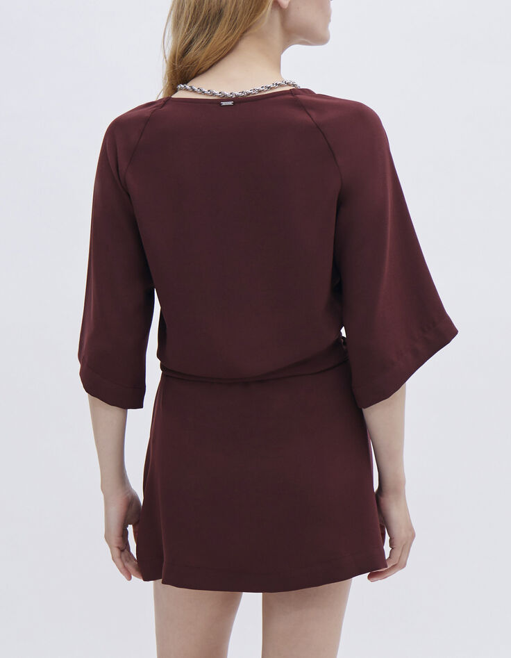 Women’s garnet dress with press stud decor-3