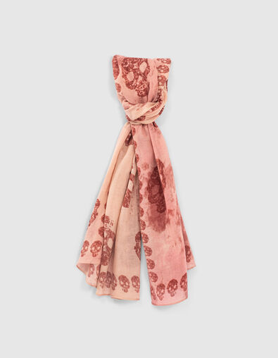 Women’s pink skull motif tie-dye scarf - IKKS
