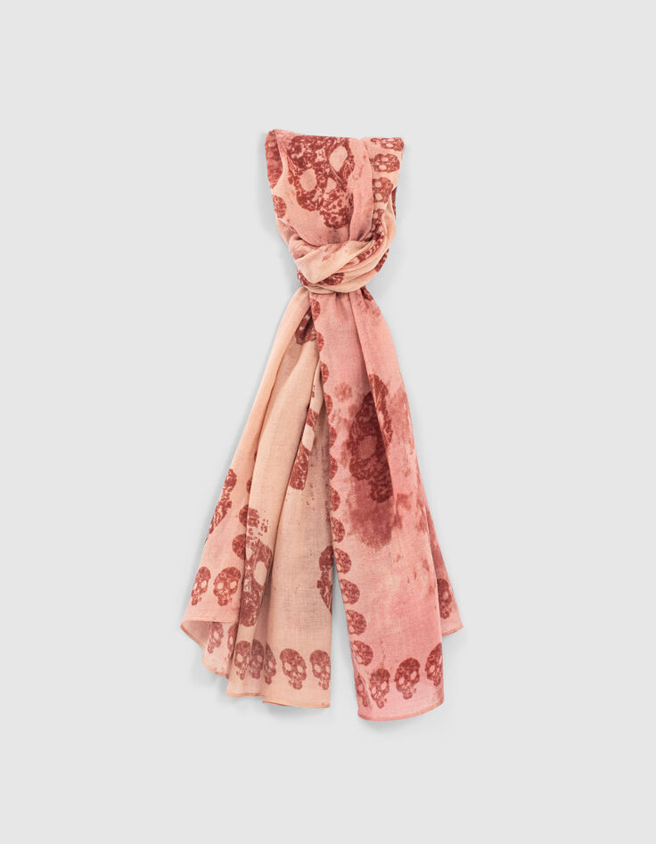 Women’s pink skull motif tie-dye scarf-1