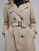 Women's long beige trench coat with removable trim-7