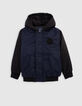 Blouson marine capuche et manches noires garçon-1