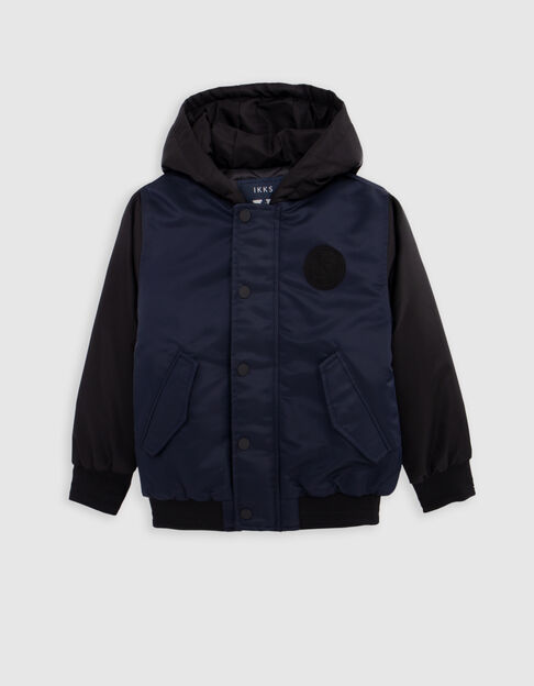 Blouson marine capuche et manches noires garçon - IKKS