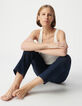 Jean droit bleu foncé powerstretch cropped Femme-6
