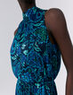 Marineblaues Damenkleid mit psychedelischem Blumenprint-3