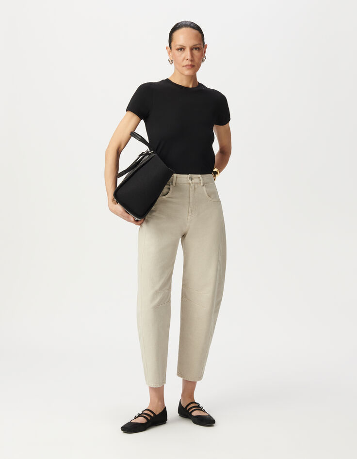 Beige Gabrielle balloon jeans for women-1 Beige Gabrielle balloon jeans for women-1